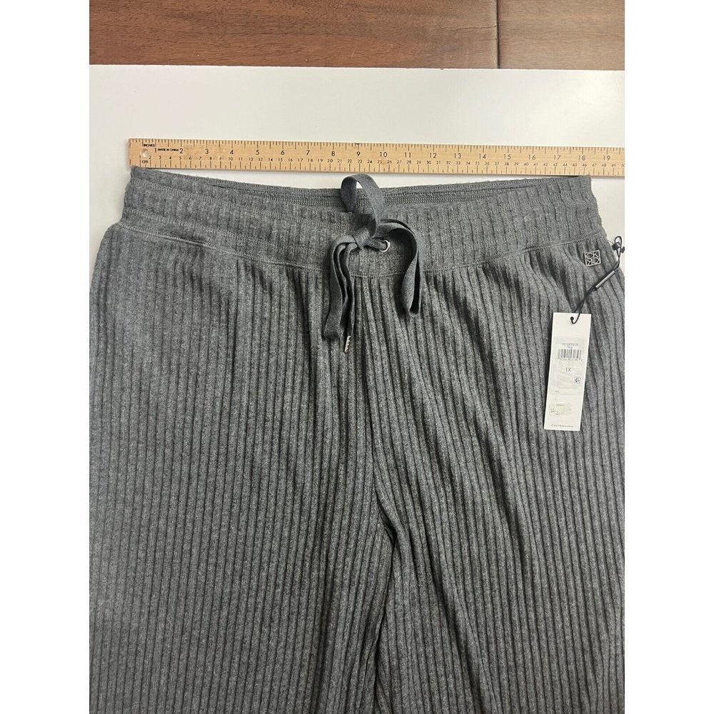 Calvin Klein Women's Elastic Waist Gray Ribbed Wide Leg Pants 1X NWT - Picture 5 of 6